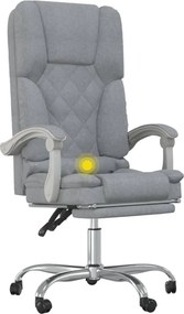 vidaXL világosszürke szövet dönthető irodai masszázsfotel