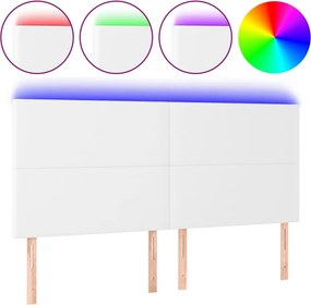 vidaXL fehér műbőr LED-es fejtámla 160x5x118/128 cm