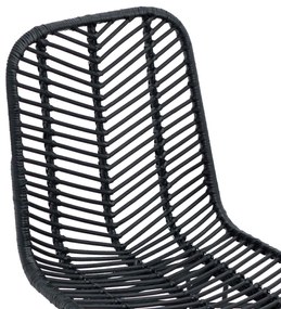 Étkezőszék 2 pcs Fekete 44.5 x 55 x 85 cm Rattan és Vas