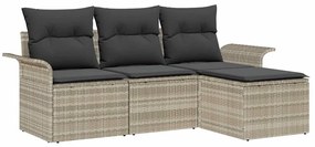 vidaXL Kanapé Szett párnával 4 pcs Szürke polirattan