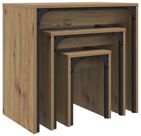 Fészkelt Kávézó Asztal 3 pcs kézműves tölgy 60 x 35 x 56 cm