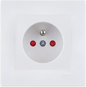 Exen 1x Elektromos aljzat Tűvel Szimpla Fehér Keret Fehér