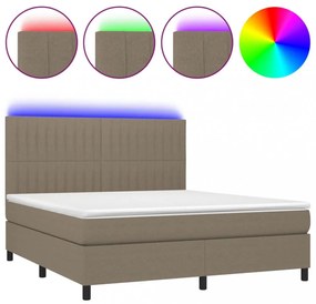 tópszínű szövet rugós és LED-es ágy matraccal 160x200 cm