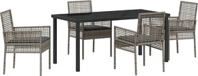 vidaXL Kert étkező szett párnával 5 pcs Szürke polirattan