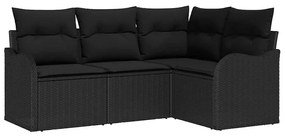 vidaXL Kerti Kanapé Szett Fekete polirattan