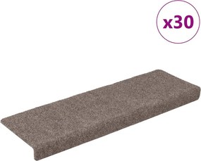 vidaXL öntapadós lépcsőszőnyegek 30 db 65 x 21 x 4 cm bézs téglalap alakú széllel