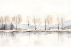 Fotótapéta Flizelina Tájkép Hegyek Víz Tó Fák Tükröződés 416x290 ragasztó