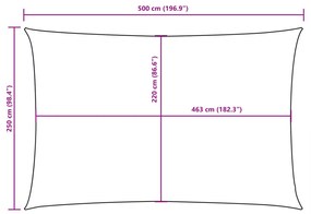 barna téglalap alakú oxford-szövet napvitorla 2,5 x 5 m