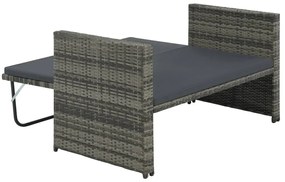 2-részes szürke polyrattan kerti bútorszett párnákkal