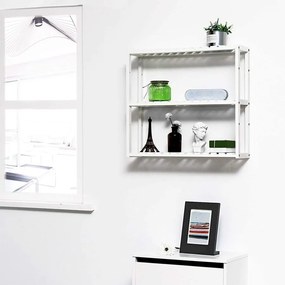 Bambusz polc, állítható magasságú 3 szintes polc 60 x 15 x 54 cm, fehér
