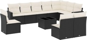 vidaXL 11 részes fekete polyrattan kerti ülőgarnitúra párnákkal