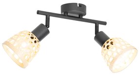 Keleti spotlámpa fekete bambusszal 2-lámpás - Rayan