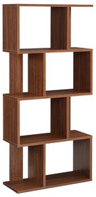 [en.casa] Könyvespolc 130 x 60 x 24 cm CD polc DVD állvány 8 tároló felülettel diófa-hatás