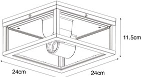 Mennyezeti lámpa fekete füstüveggel 2 lámpás IP44 - Charlois