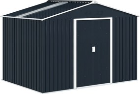 Outsunny Tároló Sátor 4,9 m², Kerti Sátor Párkányos Tetővel, Tolóajtóval, Alapzattal, 277 x 195 x 192 cm, Szerszámtároló Horganyzott Acélból, Időjárás
