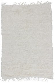 Bolyhos rongyszőnyeg bézs 121x167 hosszú szálú pamut rongyszőnyeg