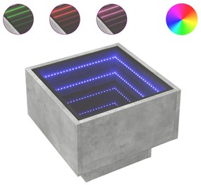 Betonszürke végtelen hatású LED-es éjjeliszekrény 40x40x30 cm