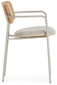 Világosszürke-natúr színű kárpitozott karfás étkezőfotel szett Nour – MOME