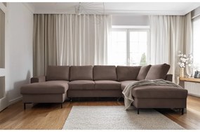 Barna kordbársony kinyitható sarokkanapé (jobb oldali) Lofty Lilly – Miuform