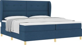 vidaXL Boxspring ágy matraccal Sötétszürke 90x190 cm Szövet Kék szövet