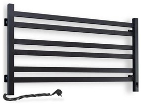 Fürdőszobai törölközőszárító radiátor termosztáttal AVANGARD 316W/230V 50,6 cm IP44 fekete, bal oldali