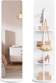 SONGMICS álló tükör, 360°-ban forgatható, 163 x 45 cm, felhőfehér