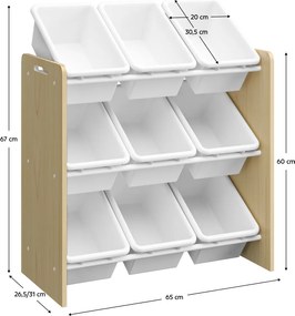 Rendszerező/játéktároló polc, természetes/fehér, BOIS