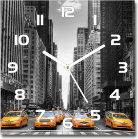 Négyzet alakú üveg falióra Taxi New York 30x30