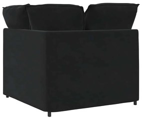 fekete moduláris kanapé sarokmodul párnákkal 100 cm
