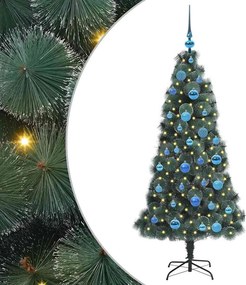vidaXL Műfenyő LED fényekkel, gömb szettel 150 LED-del Zöld 150 cm PET