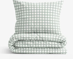 Goldea pamut ágyneműhuzat - zsálya színű kockás 140 x 200 és 70 x 90 cm