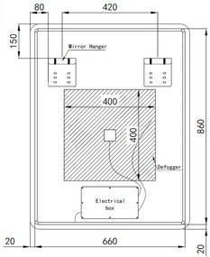 Álló fürdőszobai LED tükör 70x90cm | Páramentesítő funkció - Beépített óra - Fényerő és színhőmérséklet szabályozás | Welland Luxury-Line G1095