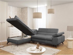 Szürke zsenília sarokkanapé (bal oldali-L alakú) Marbeya – Ropez