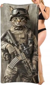 Törölköző Macska Kommandós Törölköző Macska Katona Strand Törölköző 70x140