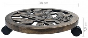 6 db bronzszínű gurulós műanyag virágtartó 38 cm
