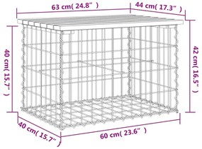 impregnált fenyőfa gabion kerti pad 63 x 44 x 42 cm