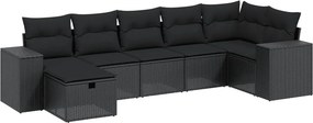 vidaXL 8 részes fekete polyrattan kerti ülőgarnitúra párnákkal