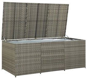 Szürke polyrattan kerti tárolóláda 180 x 90 x 70 cm