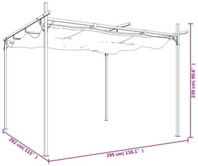 antracitszürke pergola behúzható tetővel 295 x 292 x 230 cm