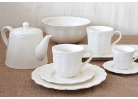 Elite White fehér porcelán teás csésze aljjal domború mintával 250 ml