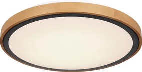 Globo 41764-24 Mennyezeti lámpa, matt fekete fém, barna fa, akril fehér, lépcsős kapcsoló, 3000-4500-6000K kapcsoló a terméken, ø: 437mm, M: 110mm, inkl.LED 24W 230V,1000lm, CCT 3000/4500/6000K