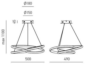 Gea Luce DIVA S P ORO - LED Dimmelhető csillár zsinóron DIVA LED/43W/230V arany