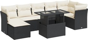 vidaXL 8 részes fekete polyrattan kerti ülőgarnitúra párnákkal