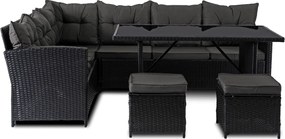 Kerti ülőgarnitúra szett Fekete/Sötétszürke színben. DALLAS