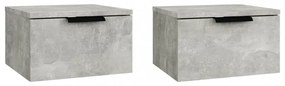 2 db betonszürke falra szerelhető éjjeliszekrény 34x30x20 cm