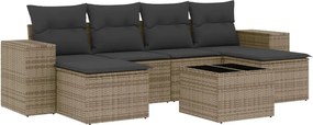 vidaXL 7 részes szürke polyrattan kerti ülőgarnitúra párnákkal