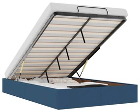 Ottomán ágykeret matrac nélkül kék 120x190 cm szövet