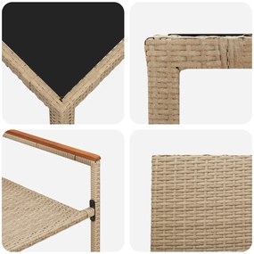 Kert étkező szett 9 pcs Bézs 190 x 90 x 75 cm polirattan