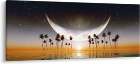 Kép - Hold a pálmafák felett (120x50 cm)