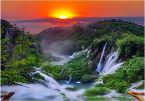 Fotótapéta naplemente hegyek fák 312 x 219